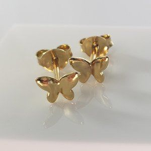 New 18K Gold Plated 925 Silver Butterfly Stud Earrings